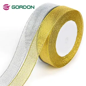 Gordon kurdeleler yeni ürün noel metalik şerit hediye sarma için özel altın metalik şerit