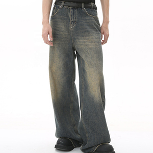 <span class=keywords><strong>Jeans</strong></span> décontractés unisexes vintage de haute qualité, coupe droite ample, délavés à la pierre, pour hommes et femmes, style streetwear, hip-hop, denim - Product Image 4