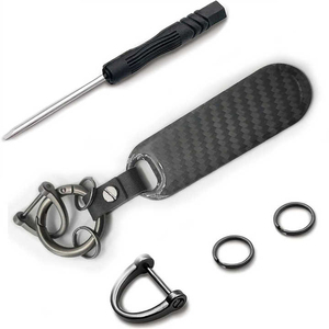 Wholesale Bulk Car Brand Black Keyring Key Chain Metal Carbon Fiber Leather <b>Keychain</b> With <b>Custom</b> Logo - Product Image 4