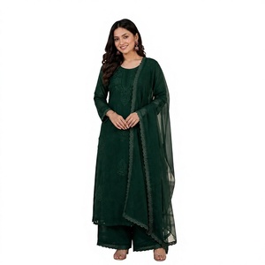 Women Traditional Maroon Cotton Salwar Kameez With Embroidery Ankle-Length Regular Fit Indian Pakistani Style Casual Wear - Product Image 1