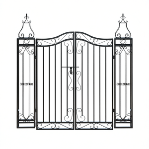 Cancello da Giardino in Ferro Battuto 120,5 cm x 7,9 cm x 120,1 cm Nero con Eleganti Ornamenti per Recinzioni e Tralicci da Giardino - Product Image 1