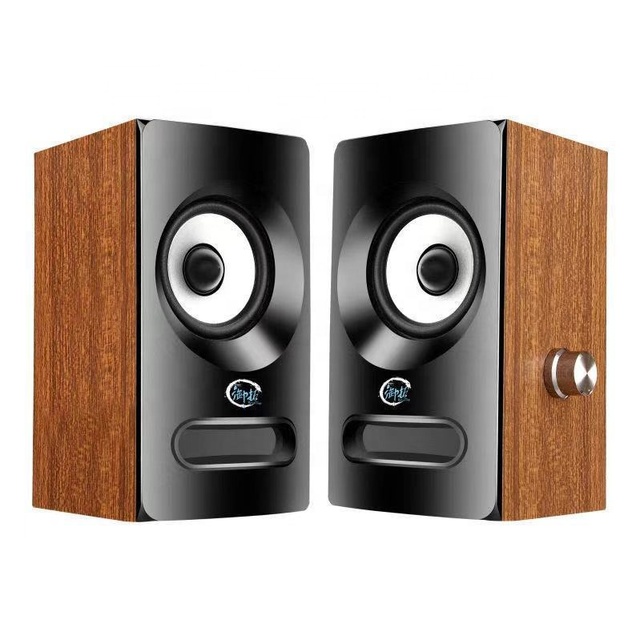 Wholesale Portable 5Wx2 Wooden Case Material 3.5MM 2.1 USB Wired PC Computer Gaming Speaker