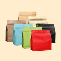 Papier de riz 250g sac d'emballage de café gousset latéral sac de café à fond plat en aluminium avec valve et fermeture éclair