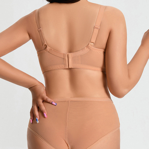 Ensemble de lingerie sexy grande taille à bonnets couvrants pour femme, vente directe usine, ensemble de lingerie couleur unie froncé à décolleté plongeant - Product Image 6