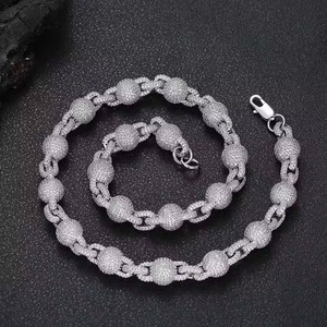 925 argent Sterling 15mm Moissanite perle collier cubain pour femmes hommes Hiphop bijoux glacé chaîne collier Pass testeur cadeau - Product Image 1