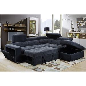 Châu Âu New Arrival màu xanh đậm duy nhất <span class=keywords><strong>futon</strong></span> với lưu trữ 2 CHỖ NGỒI + Chaise Chenille vải hình ngủ sofa giường sofa kiêm giường - Product Image 3
