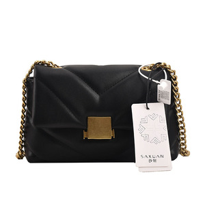 2025 Luxury Women's PU Leather <b>Handbags</b> Waterproof Shoulder Bags <b>Chains</b> Stone Pattern Decoration Zipper Wholesale for Ladies - Product Image 3