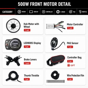<span class=keywords><strong>Kit</strong></span> de conversion de <span class=keywords><strong>vélo</strong></span> électrique 500W 36V avec moteur de moyeu de roue avant, contrôleur <span class=keywords><strong>d</strong></span>'affichage 900S, capteur PAS et accélérateur à pouce - Product Image 4