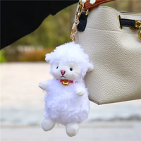 Porte-clés en peluche agneau assis personnalisé 20 cm, pendentif super doux, jouets en peluche personnalisés en gros pour cadeau de boîte surprise