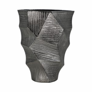 Vaso in metallo moderno con texture, design scultoreo per soggiorno, camera da letto, decorazione per la casa. - Product Image 1