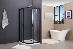 Bathroom Sliding Glass Door Black Framed Sliding Door Safety Glass Shower Enclosure Shower Room Bathroom