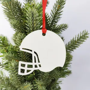 Ornement de Noël en forme de <span class=keywords><strong>casque</strong></span> de football, décoration en bois MDF pour presse à chaud - Product Image 1