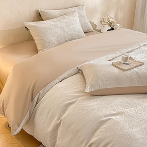 Ensemble <span class=keywords><strong>de</strong></span> literie 4 pièces en jacquard 100 % coton <span class=keywords><strong>de</strong></span> qualité supérieure Linna, couleur unie, kit <span class=keywords><strong>de</strong></span> mariage, fermeture éclair dissimulée, 300 fils au pouce carré - Product Image 2