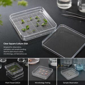 Placa de Cultivo Cuadrada de Poliestireno de Alta Claridad Degao, Diseño Apilable, Ahorra Espacio, para Laboratorio Celular y Experimentos de Detección de Medicamentos - Product Image 2