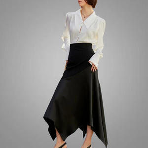 New Arrival <strong>Hanky</strong> <strong>Hem</strong> Solid Women's Skirt Irregular Bodycon High Waist Ladies <strong>Dresses</strong> Elegant Maxi Skirts for Women - Product Image 4