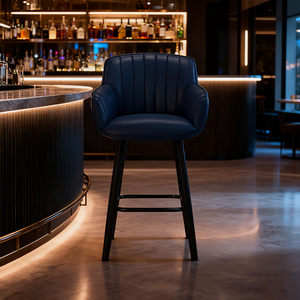 เก้าอี้บาร์หนังสีฟ้าที่ทันสมัยสำหรับสถานประกอบการเชิงพาณิชย์ - Product Image 1
