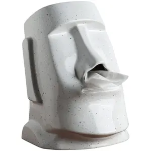 hot sale high quality moai human resin crafts tissue box for home decor and other hotel