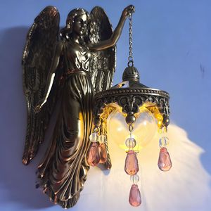 Lanterna da Parete per Halloween, Statua di Angelo Maria, Scultura di Sirena, Artigianato in Resina, Decorazione per Esterni e Cornici di Porte - Product Image 6