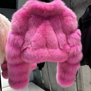 Cappotto Bomber in <span class=keywords><strong>pelliccia</strong></span> corta blu 2025 invernale in vera <span class=keywords><strong>pelliccia</strong></span> di volpe tinta <span class=keywords><strong>con</strong></span> abiti lunghi - Product Image 5