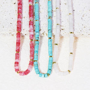 เครื่องประดับชายหาดพลอยสีเทอร์ควอยส์เครื่องประดับสไตล์โบฮีเมียนสำหรับผู้หญิงสร้อยคอสเตนเลสสตีลจากหินธรรมชาติประดับกระดูกไหปลาร้า - Product Image 2