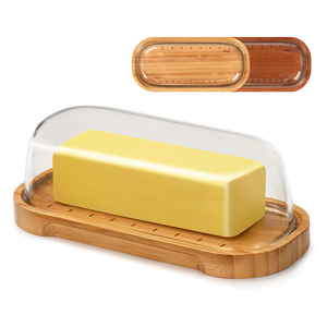 Plat à <span class=keywords><strong>beurre</strong></span> en bambou avec marquages de mesure, plateau économiseur de <span class=keywords><strong>beurre</strong></span>, support à <span class=keywords><strong>beurre</strong></span> avec couvercle, récipient écologique pour servir le fromage - Product Image 1