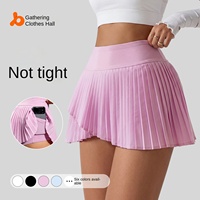Jupe plissée sportive d'été Juyitang, faux deux-pièces, design fendu, anti-exposition, pour fitness, yoga, sport, taille empire, pour femme