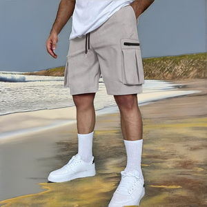 Pantalones Cortos de Verano para Hombre, de Lino Tejido, Color Sólido, Estilo Casual, Multibolsillos, de Secado Rápido, para Trabajo en la Montaña - Product Image 2