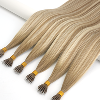 Extensiones de Cabello Humano con Anillas Nano y Micro Links, Rubio Natural, con Microperlas, Pre-Adheridas, Remy, Cabello Lacio Europeo