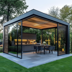 Pabellón con Sistema de Techo de Láminas de Aluminio Impermeable <span class=keywords><strong>Garraf</strong></span> Garden, Pérgola Bioclimática Eléctrica para Exteriores - Product Image 2