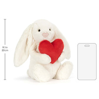 Jelly Medium Bunny, Peluche Lapin Timide Rouge avec Cœur, Jouets en Peluche Mignons, Poupées Douces pour Cadeau d'Anniversaire