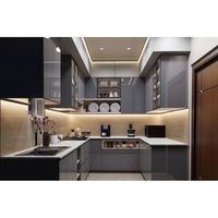 Cuisine Modulaire de Luxe Personnalisée Prima Factory, Finition Placage Bois, Style Shaker, Ensemble de Rangement de Cuisine