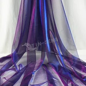 Tela de malla con purpurina y colores reflectantes para mujer, ropa de punto de dos tonos