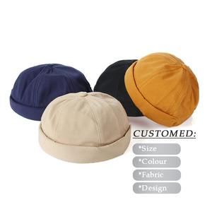 Custom New Spring Trend Retro Hip Hop Solid Color Street Dance Light Board Beanie Melon <b>Hat</b> for <b>Men</b> - Product Image 1