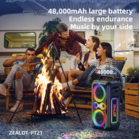 Zealot PT21 Altavoz Inalámbrico LED RGB Portátil de 200W con Batería de 48000mAh y Función de Banco de Energía para Uso en Exteriores, Karaoke y Computadora