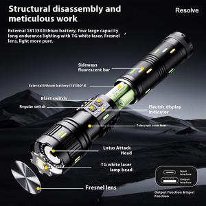 Công Suất Cao Nổ Độ Sáng 181350 Li-Ion 30400MAh Hợp Kim Nhôm Điện <span class=keywords><strong>Torch</strong></span> Ánh Sáng 25000 Lumen Đèn Pin - Product Image 5