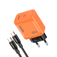 Pabrik KAKUSIGA Penjualan Terbaru KSC-2221 PD30W + QC3.0 Charger Colokan Standar EU dan Kabel Type-C ke Type-C untuk Ponsel, Komputer