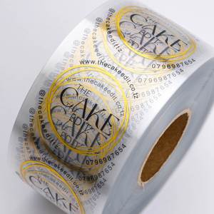 Étiquettes autocollantes transparentes rondes pour gâteaux, imperméables, écologiques, en vinyle doré, pour cadeaux et artisanat - Product Image 2