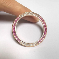 Bague de montre en zircon rose-blanc à bords lisses 2026, plaquée or, pièces de rechange améliorées pour montre personnalisée
