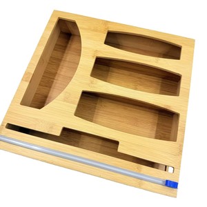 Bamboo <b>Storage</b> <b>Box</b> Rectangular Drawer Organizer For <b>Kitchen</b> Utensils And Tools With Dividers - Product Image 1