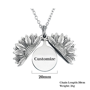 Fabricante <span class=keywords><strong>girasol</strong></span> medallón abierto letra secreta disco colgante collar personalizado grabado medallón collar - Product Image 4
