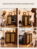 Meuble à chaussures en bois massif de style médiéval, armoire de rangement murale intégrée pour entrée de maison, nouveau modèle 2026, rangement pour entrée