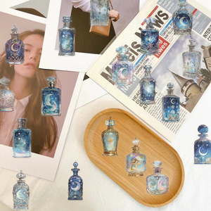 50 miếng dán trang trí chai màu xanh trong suốt để trang trí cửa sổ nhãn dán bầu trời đêm trăng đẹp - Product Image 6