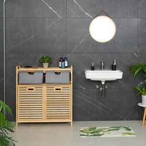 <strong>Double</strong> <strong>Laundry</strong> <strong>Hamper</strong> with 4 Storage Parts <strong>Laundry</strong> Basket with 2 Fabric Drawers <strong>Laundry</strong> Basket Shelf - Product Image 5