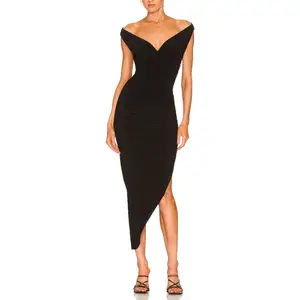 Customized Silk Satin cocktail Dress Ladies Eleg Causal Deep V Dress Ladies OEM ODM Clothing Supplier