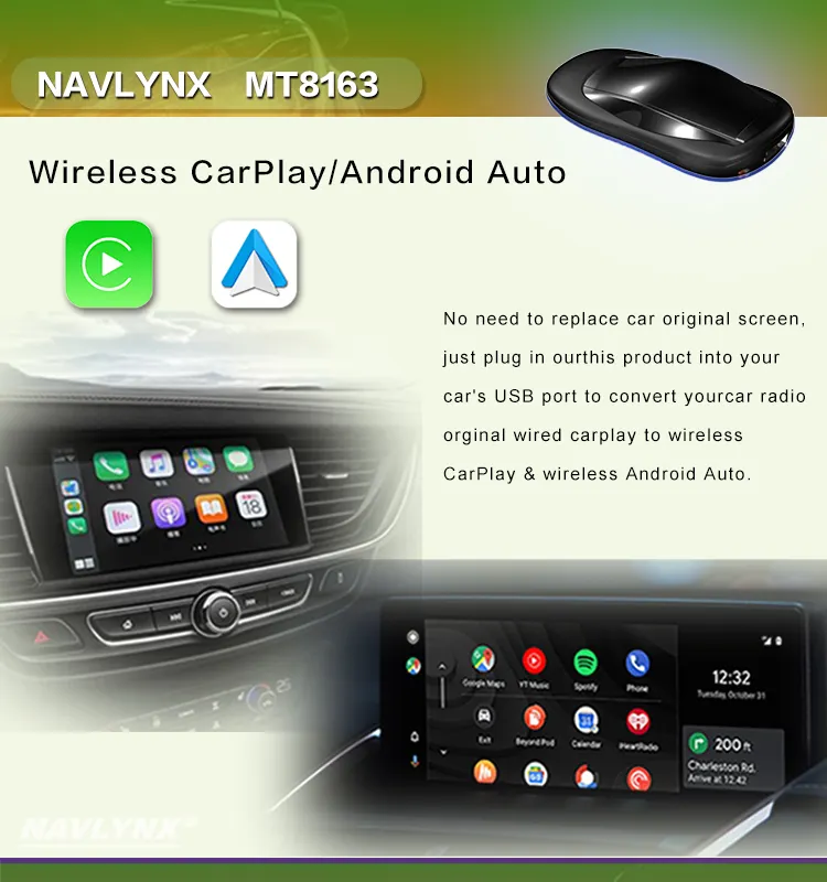 Applepie Lite không dây Carplay Adapter Dongle cho Apple iPhone OEM Có dây để không dây xe chơi Ai hộp phổ Youtube Netflix