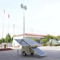 Tour d'éclairage solaire portable avec mât de levage manuel, tour d'éclairage LED mobile avec panneau solaire pour la construction/les zones minières
