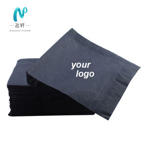 مناديل مشروبات مخصصة من لب الورق 23*23 و 25*25 2 رقائق 1/4 قابلة للطي ، مناديل مشروبات بني وأبيض وأسود منقوشة بشعار للمطعم - Product Image 2