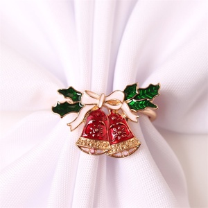 Porte-serviette en alliage d'or pour mariage fête de Noël festival bonhomme de neige wapiti cloche arbre noël feuilles d'or étoiles pour - Product Image 5