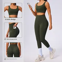 Özel Toptan Yüksek Kaliteli Naylon 2 Parça Spor Sütyen Takımı Popo Kaldırıcı Tayt Fitness Taytı Spor Salonu Giysisi Yoga Takımları Kadınlar İçin