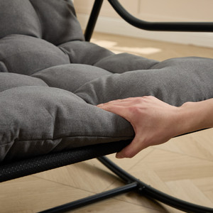 <b>Outdoor</b> Rocking <b>Chair</b> <b>Comfy</b> Cushion Soft Thick Grey Pad Black Frame Living Room Bedroom Reading Room - Product Image 6